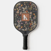 Moderne Bloemige Monogram Naam Pickleball Paddle (Achterkant)