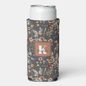 Moderne Bloemige Monogramnaam Seltzer Blikjeskoeler (Seltzer Voorkant)
