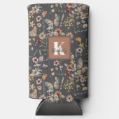Moderne Bloemige Monogramnaam Seltzer Blikjeskoeler (Voorkant)