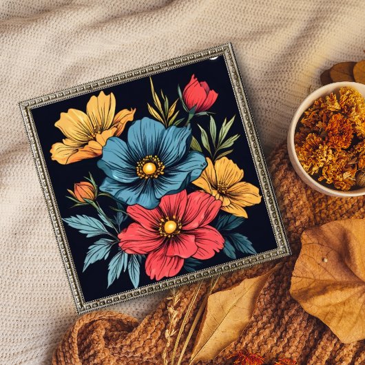 Moderne bloemige muurkunst: vet en mooi foto afdruk