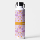 Moderne Bloemige Paars En Lila Waterfles (Voorkant)
