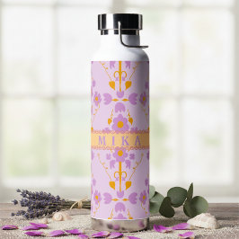 Moderne Bloemige Paars En Lila Waterfles