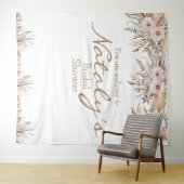 Moderne bloemige pampasgras bruidsfeest bruiloften wandkleed (In Situ (horizontaal))