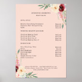 Moderne Bloemige Prijslijst Poster (Voorkant)