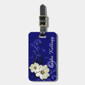 Moderne bloemige ronddraaiende cirkels | marine bagagelabel (Voorkant verticaal)