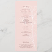 Moderne bloemige roze elegante bruiloft programmakaart (Achterkant)