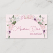 Moderne bloemige roze elegante vrouwelijke QR-code Visitekaartje (Voorkant)