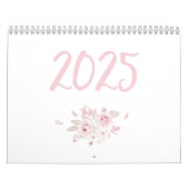 Moderne bloemige roze kalender 2025 (Hoes)
