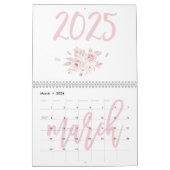 Moderne bloemige roze kalender 2025 (Mar 2026)