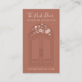 Moderne bloemige Rozen boog entree voordeur bruin Visitekaartje (Voorkant)