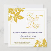 Moderne bloemige save the date-aankondiging (goud) kaart (Voorkant)