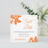 Moderne bloemige save the date-aankondiging (oranj kaart (Staand voorkant)