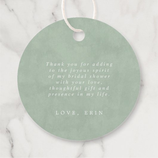 Moderne Bloemige Stof Groen Eucalyptus Bedankt  Bedankjes Labels (Achterkant)