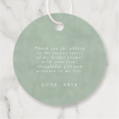 Moderne bloemige stoffige groene eucalyptus bedank bedankjes labels (Achterkant)