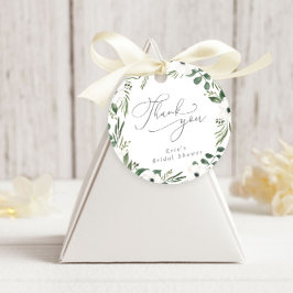 Moderne bloemige stoffige groene eucalyptus bedank bedankjes labels