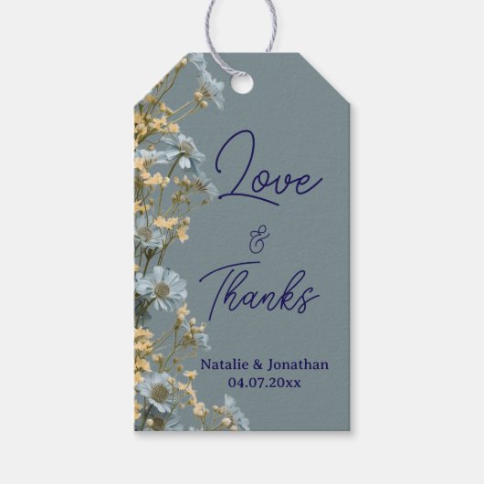 Moderne bloemige trouw-hartelijkdank  cadeaulabel (Voorkant)