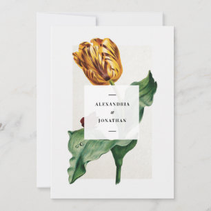 Moderne Bloemige Tulp Bruiloft Kaart