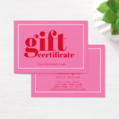 Moderne bloemige typografie Hot-roze cadeaubon Visitekaartje (Bureau)