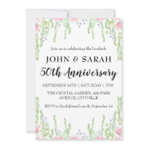 moderne bloemige uitnodigingen voor 50-jarig jubil
