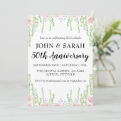 moderne bloemige uitnodigingen voor 50-jarig jubil (Staand voorkant)