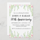 moderne bloemige uitnodigingen voor 50-jarig jubil (Voorkant / Achterkant)