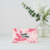 Moderne bloemige visitekaart – QR-code & logo Visitekaartje (Staand voorkant)
