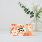 Moderne bloemige visitekaart – QR-code & logo Visitekaartje (Staand voorkant)