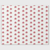 Moderne bloemige warme rode kerst cadeaupapier (Vlak)