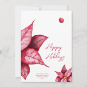 Moderne bloemige warme rode kerst feestdagenkaart (Voorkant)
