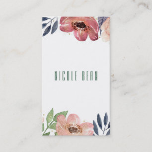 Moderne Bloemige Waterverf Elegante Chic Bloemen Visitekaartje