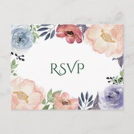 Moderne Bloemige Waterverf Elegante Chic RSVP Brui Uitnodiging Briefkaart