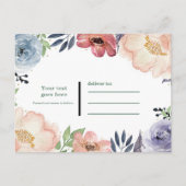 Moderne Bloemige Waterverf Elegante Save the Date Aankondigingskaart (Achterkant)