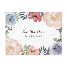 Moderne Bloemige Waterverf Elegante Save the Date