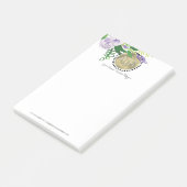 Moderne Bloemige Waterverf Gesimuleerde Folie Mono Post-it® Notes (Schuin)