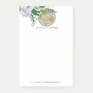 Moderne Bloemige Waterverf Gesimuleerde Folie Mono Post-it® Notes