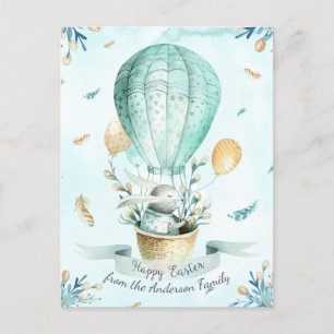 Moderne bloemige Waterverf Happy Easter Bunny Feestdagenkaart