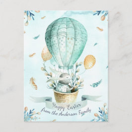 Moderne bloemige Waterverf Happy Easter Bunny Feestdagenkaart