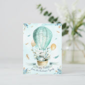 Moderne bloemige Waterverf Happy Easter Bunny Feestdagenkaart (Staand voorkant)