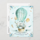 Moderne bloemige Waterverf Happy Easter Bunny Feestdagenkaart (Voorkant / Achterkant)