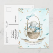 Moderne bloemige Waterverf Happy Easter Bunny Feestdagenkaart (Voorkant / Achterkant)