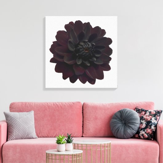 Moderne bloemige zwarte Dahlia bloem Canvas Afdruk (Insitu (Woonkamer))