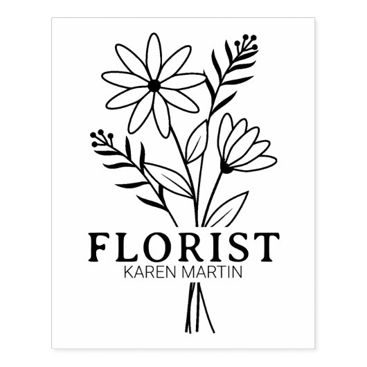 Moderne Bloemist Bedrijf Custom Large Rubberstempel (Afrduk)