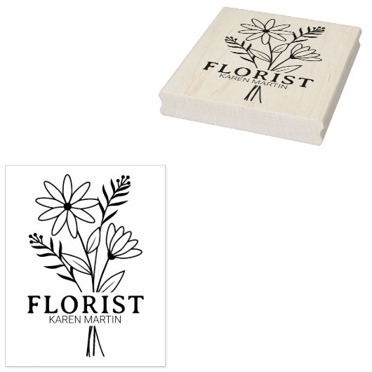 Moderne Bloemist Bedrijf Custom Large Rubberstempel (Gestempeld)