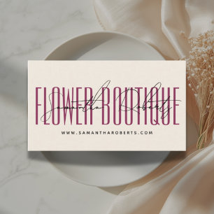 Moderne bloemist bloemenboetiek beige rood visitekaartje