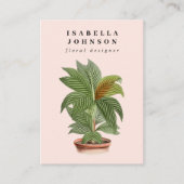 Moderne Bloemist Logo Roze QR Code Social Media Visitekaartje (Voorkant)