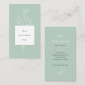 Moderne Bloemist Minimalistisch Bloemen Groen Visitekaartje (Voorkant / Achterkant)