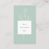 Moderne Bloemist Minimalistisch Bloemen Groen Visitekaartje (Voorkant)
