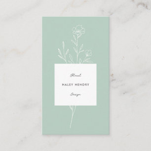 Moderne Bloemist Minimalistisch Bloemen Groen Visitekaartje