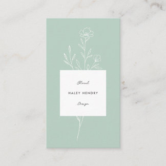 Moderne Bloemist Minimalistisch Bloemen Groen Visitekaartje