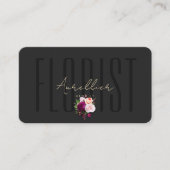 Moderne Bloemist Shop Zwart Goud Bloem Boeket Visitekaartje (Voorkant)